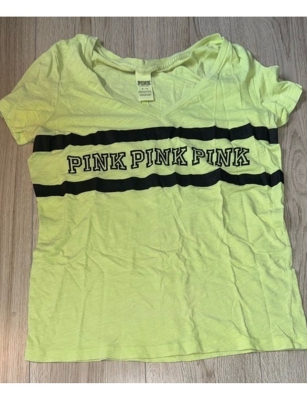 Victoria’s Secret pink green black v neck short sleeve shirt top